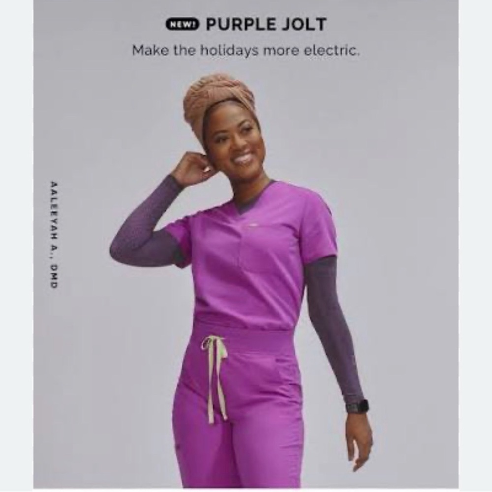 Figs Bright Magenta Purple Jolt Scrub Set - Vivid Magenta Top & Pants